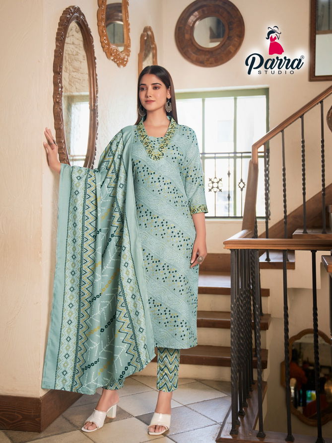 Cotton House By Parra Studio Embroidery Print Cotton Kurti With Bottom Dupatta Wholesale Shop In Surat